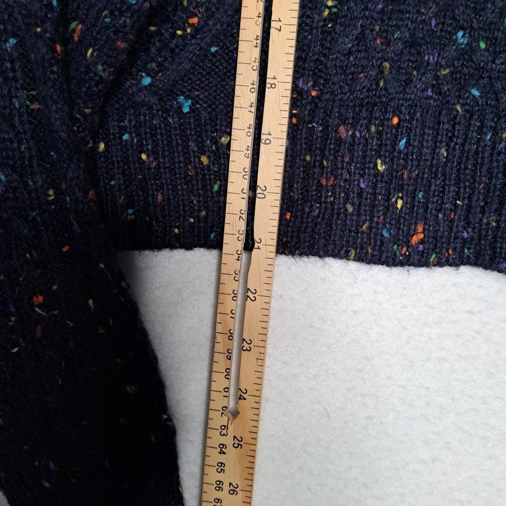 John + Jenn Sweater S Navy Rainbow Confetti Cable Knit Tie Open Back Grommet 914 - Picture 12 of 12